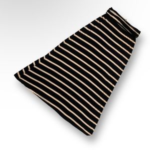 Love Culture Black Tan Striped Maxi Skirt Womens Small S